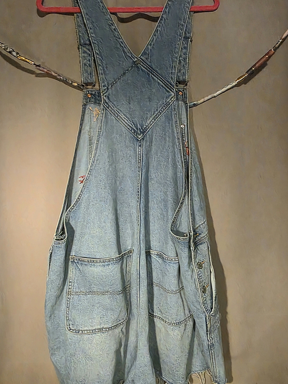 Old Navy 3X Overall Shorts - Like New With Small Custom Accents - Picture 6 of 6